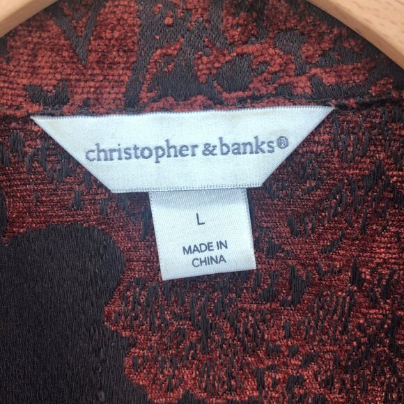 Christopher & Banks Blazer Womens Large Rust Brown Tapestry Weave Zip Up Career - Picture 5 of 10